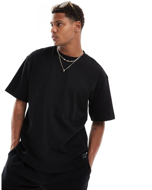 T-shirt d'ensemble gaufré Pull&Bear pour homme en coloris Black