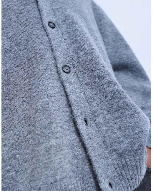 Topman Blue Oversized Fit Button Through Cardigan for men