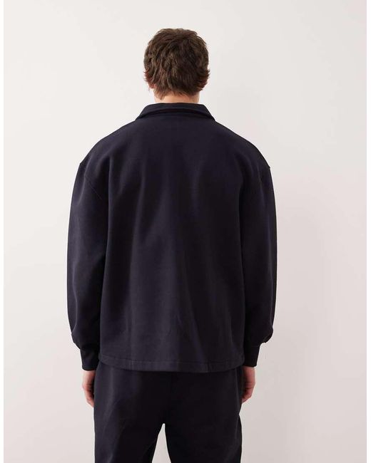 ASOS Blue Oversized Heavyweight Collared Sweatshirt With Zip for men