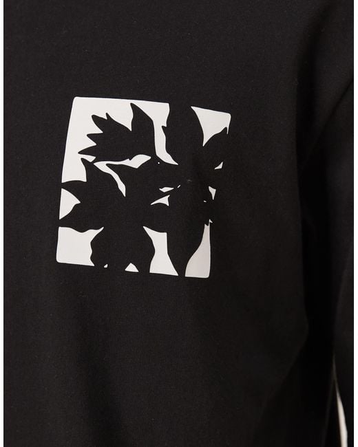 ASOS Black Long Sleeve T-shirt With Small Flower Chest Print for men