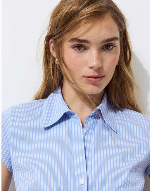 Stradivarius White Short Sleeve Under-bust Shirt