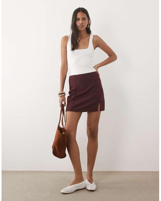 New Look Minirok Met Split in het Brown