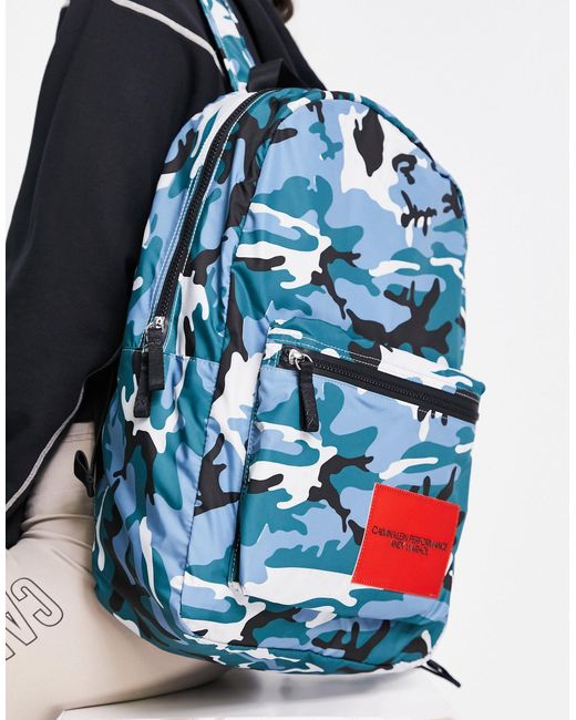 Calvin Klein Synthetic Sports Zip Backpack - 45 Cm in Blue Green Camo (Blue)  | Lyst Australia