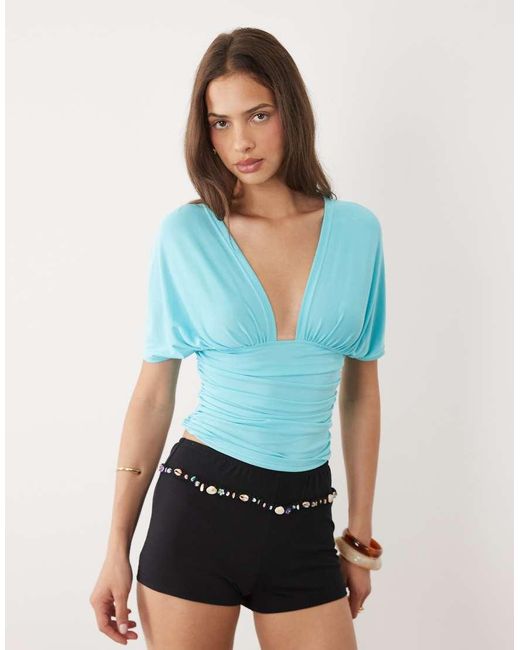 Motel Blue Vernia Batwing Cupro Top