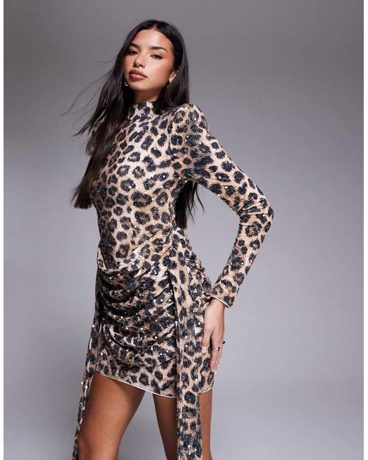 ASOS Multicolor Velvet Sequin Drape Side Mini Dress