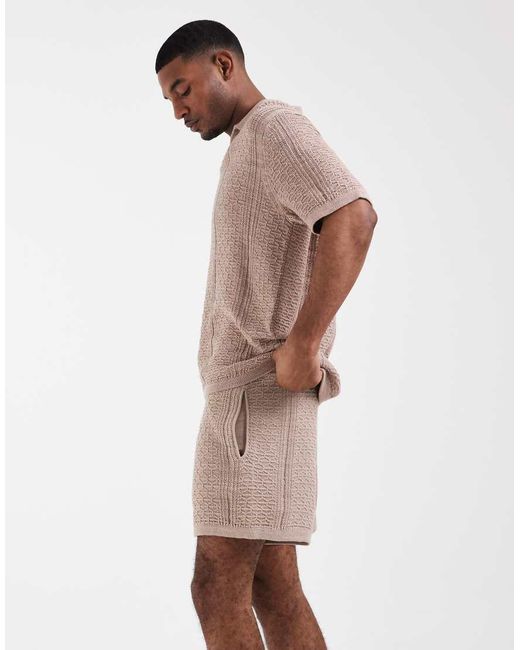 ASOS Natural Knitted Textured Shorts for men