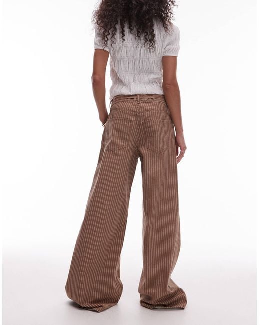Mango Brown Tie Waist Relaxed baggy Striped Jean