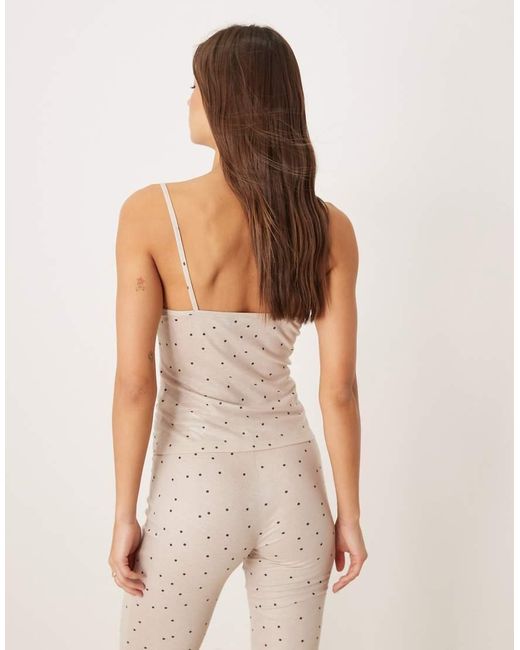 ASOS White Honey Slinky Polka Dot Cami Pyjama Top With Lace Trim