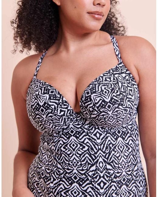 Curvy Kate Black Wild Horizon Padded Plunge Swimsuit