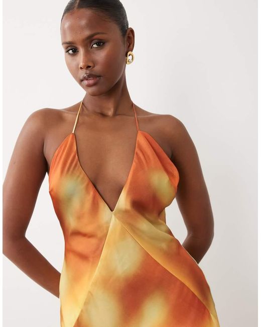 Bardot Multicolor Lizbeth Halter Neck Maxi Dress With Thigh Split