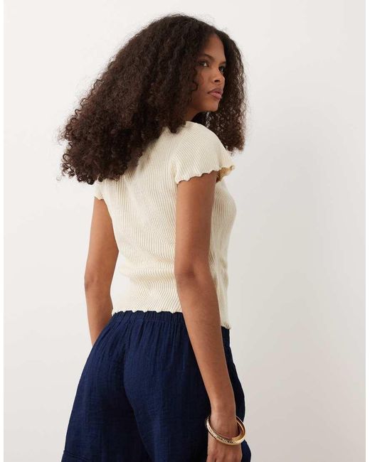 Miss Selfridge Multicolor Knitted Peplum Top With Lace Trim