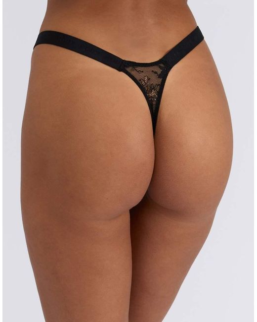 Boux Avenue Black Fran Floral Lace Thongs High Leg Knickers