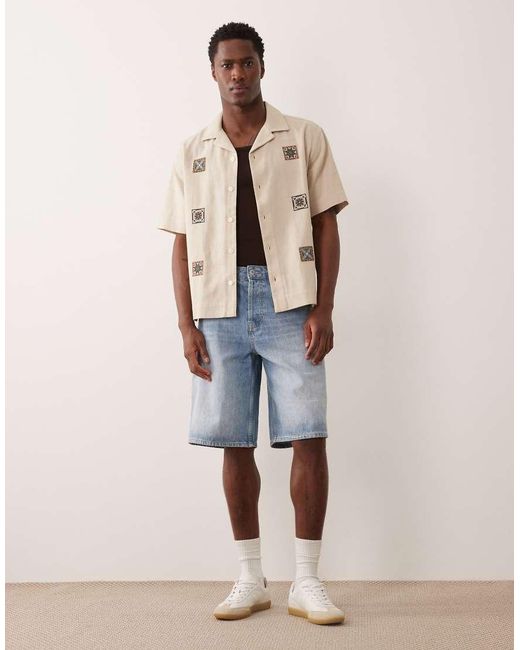 Abercrombie & Fitch Natural Short Sleeve Tile Detail Knitted Shirt for men