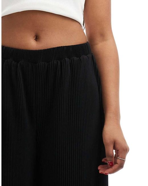 ASOS Black Plisse Wide Trouser Culottes