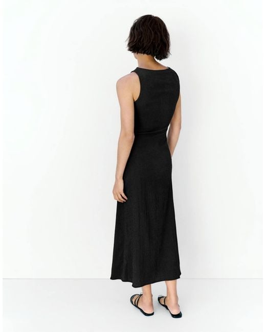 Pull&Bear White – gerafftes midikleid