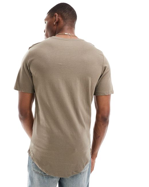Jack & Jones Gray T-shirt With Curve Hem for men