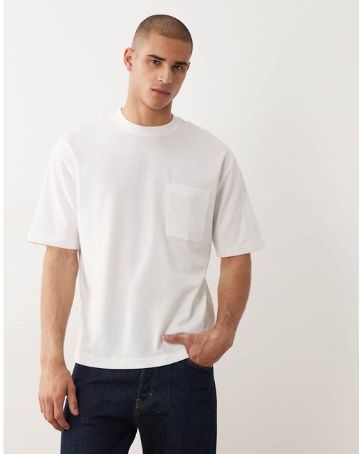 SELECTED White Oversized Pocket T-shirt for men