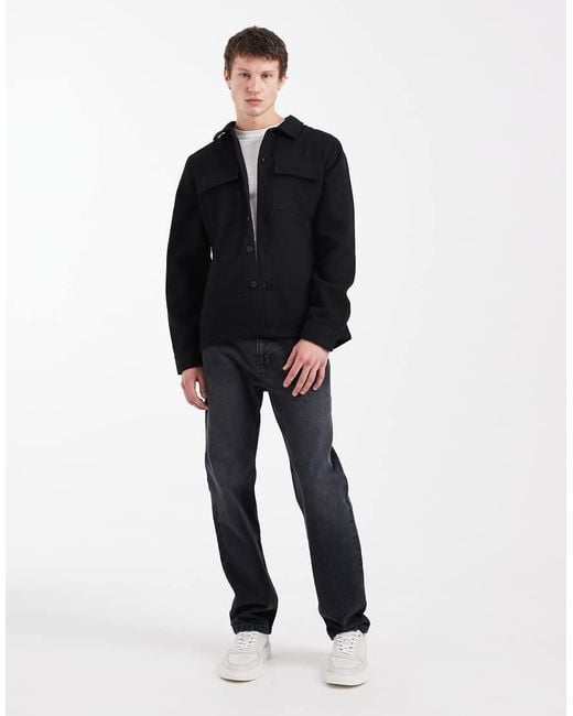 Threadbare Black Pocket Front Shacket for men