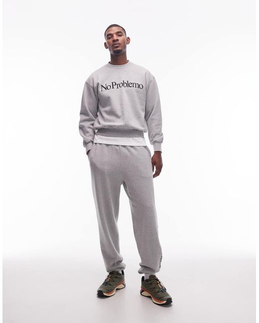 No Problemo Gray Logo Cotton Sweatshirt for men