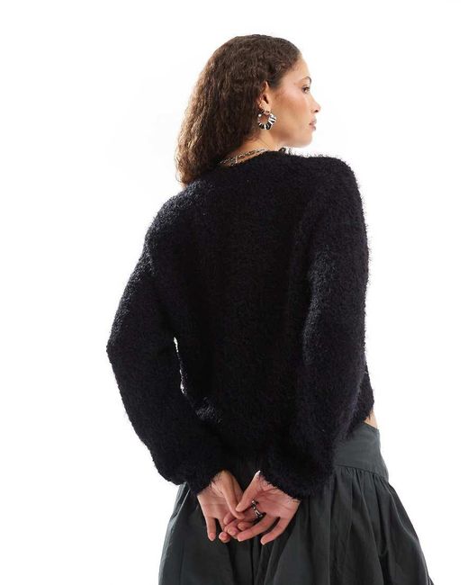Jersey Con Cuello Redondo De Punto Mullido De Noisy May de color Black