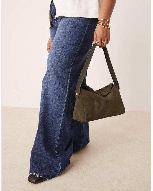 ASOS Natural Suede Flap Shoulder Bag