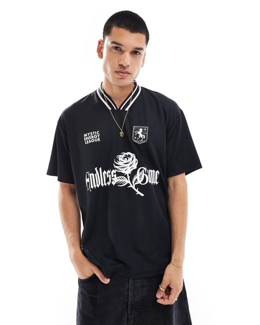 Bershka Black Retro T-Shirt Jersey Is for men