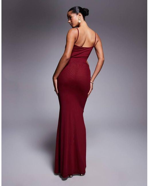 SIMMI Red Raye Deep Knot Detail Maxi Dress