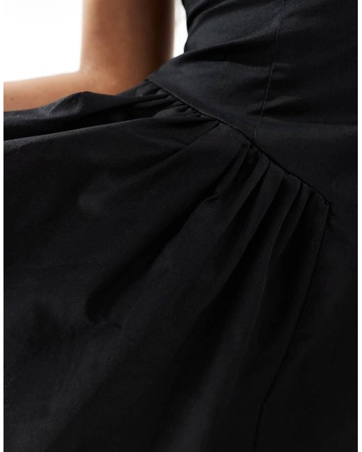 Kaiia Black Exclusive Cotton Rich Sweetheart Neckline Skater Mini Dress