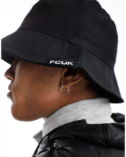 French Connection Black Fcuk Bucket Hat for men