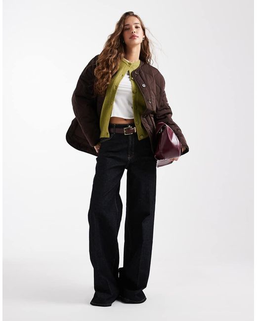 Object Brown Onion Quilted Front Pocket Bomber Jacket