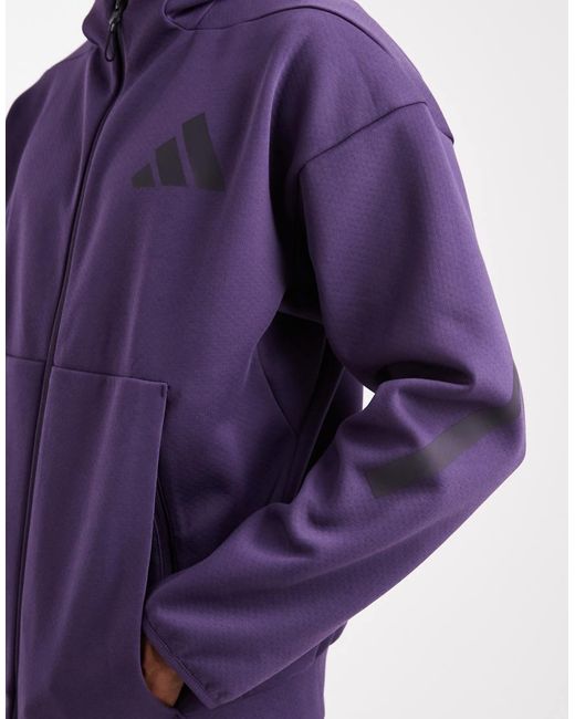 Adidas Originals Purple Z.N.E. Full-Zip Hooded Track Jacket for men