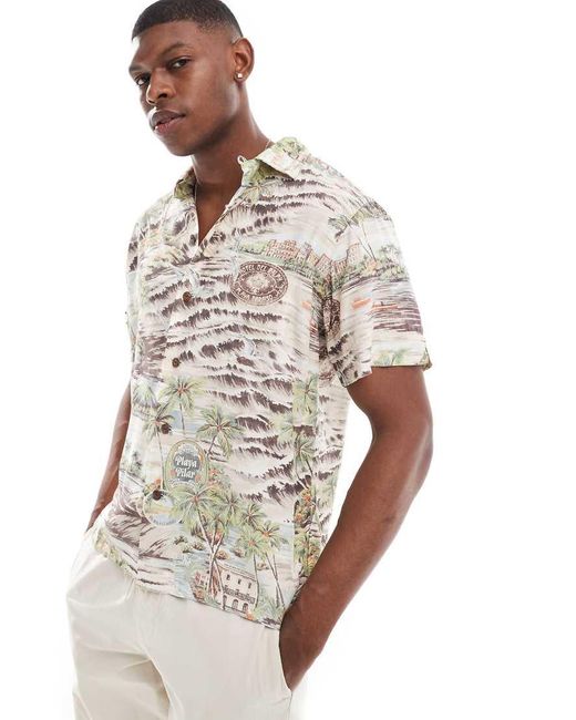 Polo Ralph Lauren White Short Sleeve Havana Playa Print Rayon Shirt for men