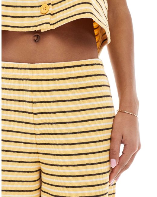 Pantalon ample en maille côtelée rayée Miss Selfridge en coloris Metallic