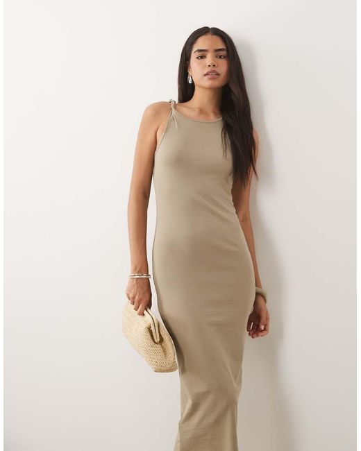 Mango Natural Twist Strap Jersey Midi Dress