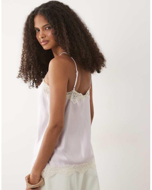 Mango Pink Satin And Lace Cami Top