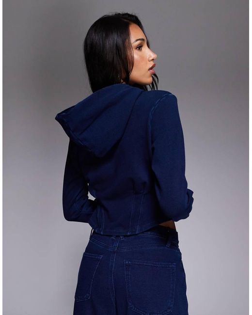 GOOD AMERICAN Blue Jeanius Corset Hoodie