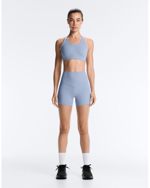 Oysho Blue High-support Compressive Crossover Back Sports Bra
