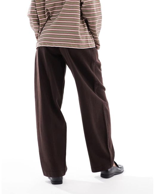 ASOS Brown Barrel Trousers With Belt