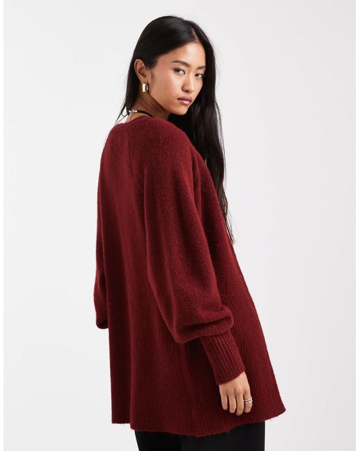 ASOS Red – longline-strickjacke aus flauschigem garn
