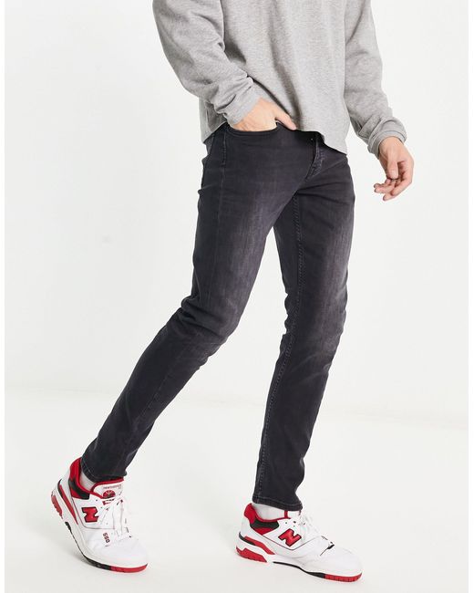 Only & Sons Black Slim Fit Stretch Jeans for men