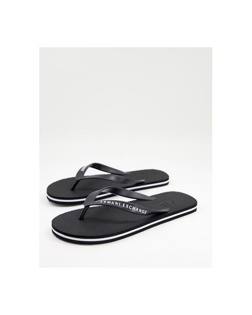 Armani Exchange Flip Flops in Black for Men Lyst