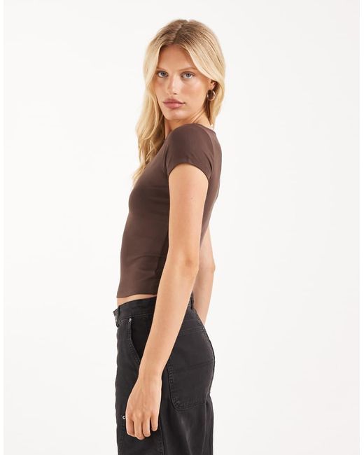 Hollister Brown Seamless Slash Neck Top