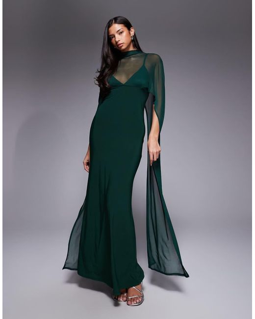 asos design maxi dress with cape sleeve in embroidered mesh ASOS Design - Maxi Dress - Women - Viscose/Elastane - M