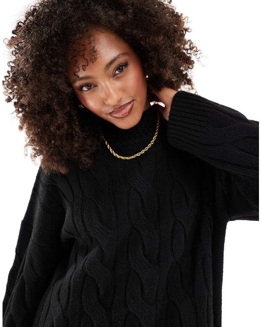 Pretty Lavish Black Cable Knit Roll Neck Jumper Co-ord