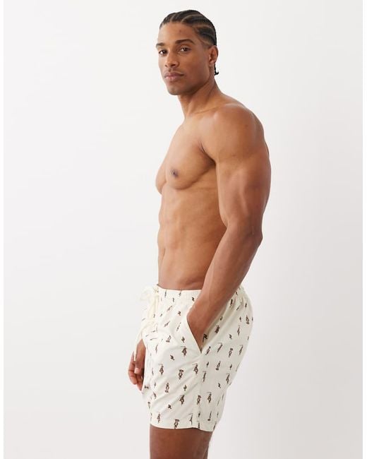 South Beach Natural Cowboy Print Swim Shorts for men