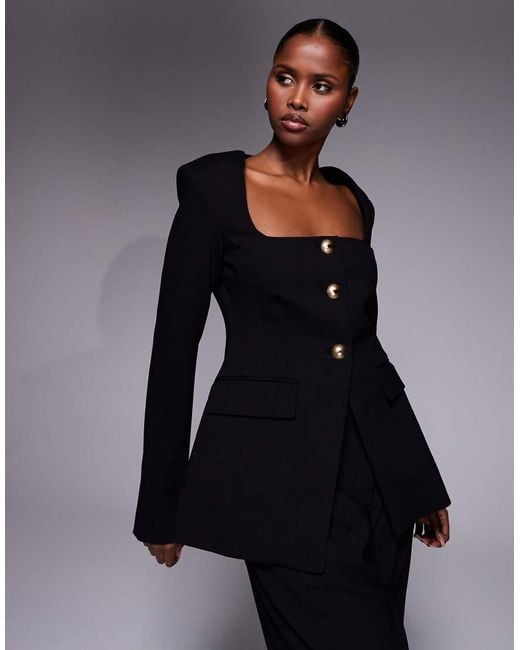 GOOD AMERICAN Black Soft Stretch Ponte Sculpted Blazer