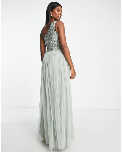 Maya Green Bridesmaid One Shoulder Sequin Maxi Dress