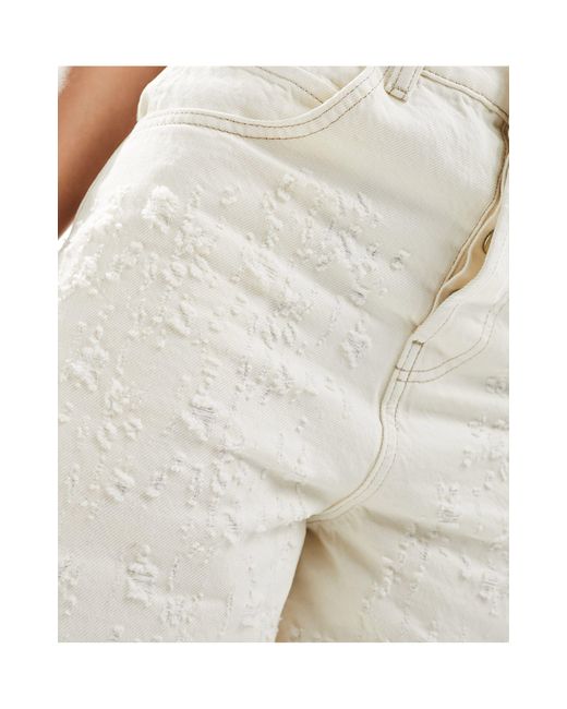 X015 - jeans super baggy a vita bassa bianco sporco con strappi di Collusion in White