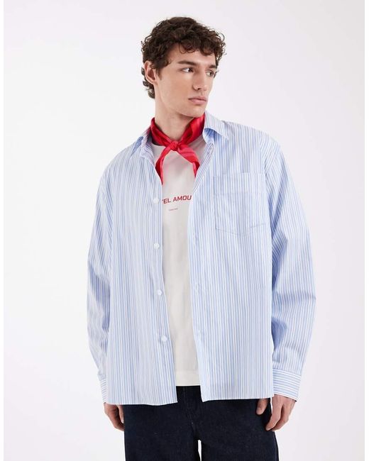 SELECTED White X Hotel Amour Long Sleeve Stripe Shirt for men