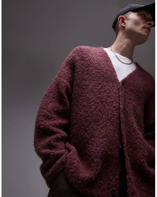 TOPMAN Oversized Boucle Cardigan in White for Men Lyst